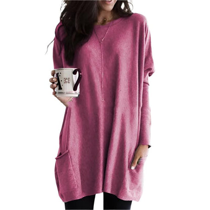 Stylischer Damen Pullover Lang Schwarz