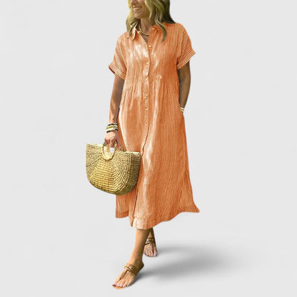 Damen Sommerkleid Streifen Look
