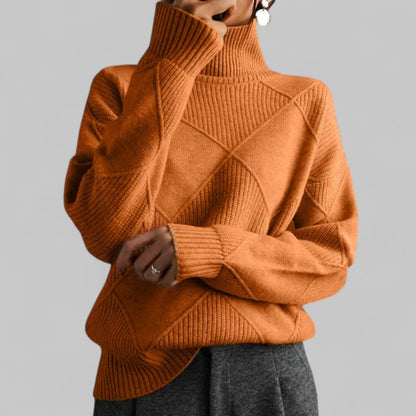 Damen Pullover Rollkragen Bequem Locker