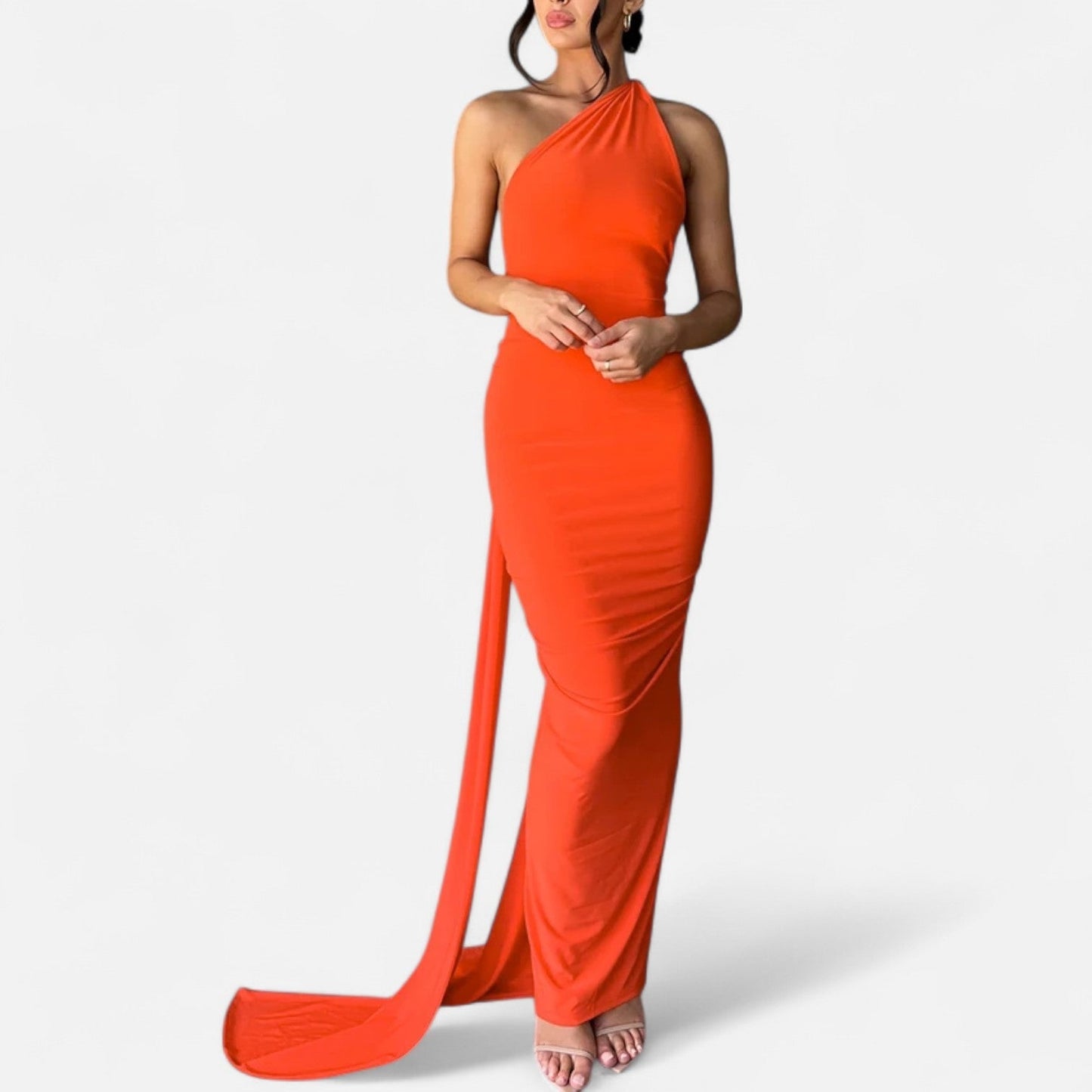 Damen Maxikleid Elegantes Schulterfrei Design