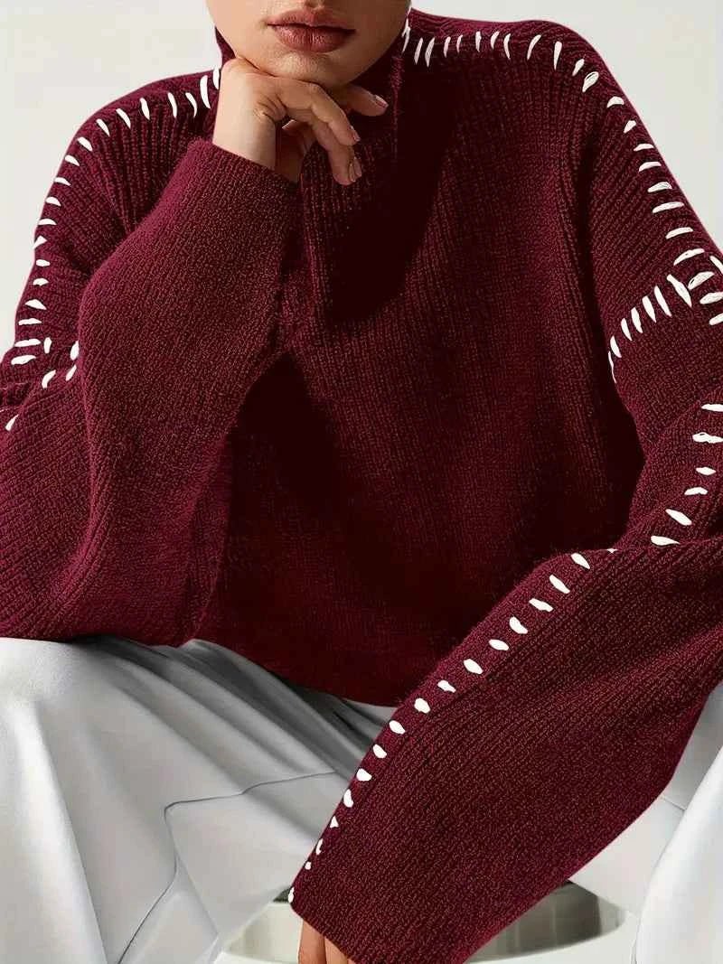 Großer Pullover Hoher Kragen Bequem