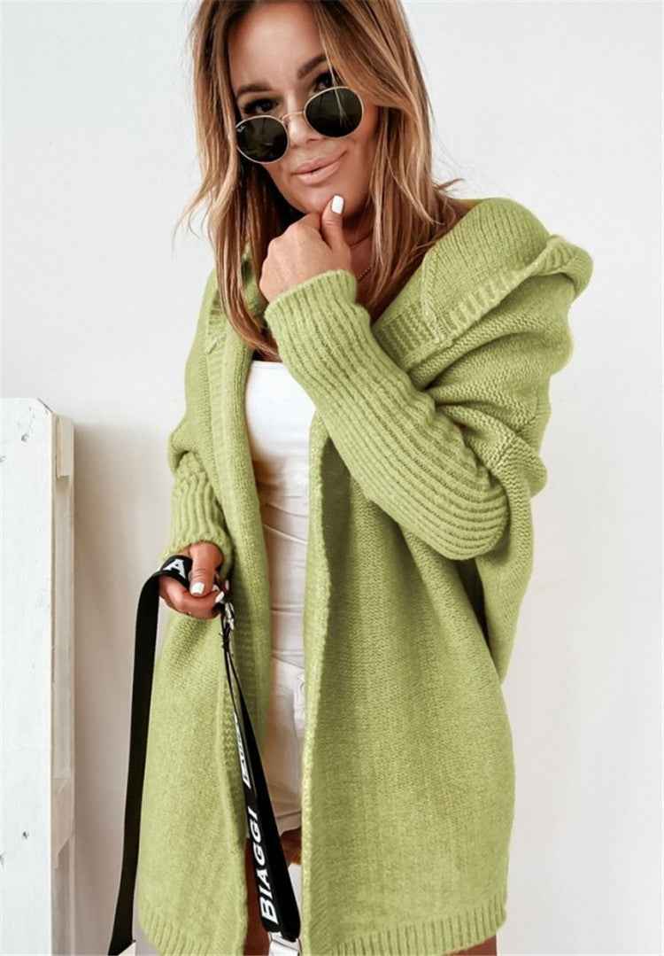 Große Strickjacke mit Kapuze Oversized - IdealeKleiden
