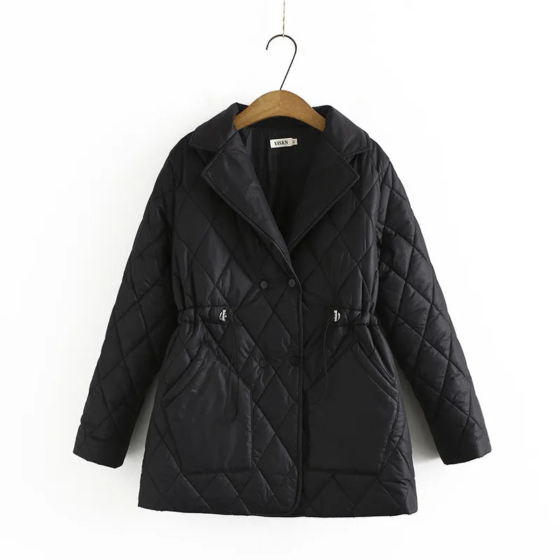 Große Polsterjacke Argyle Muster Stilvoll Warm
