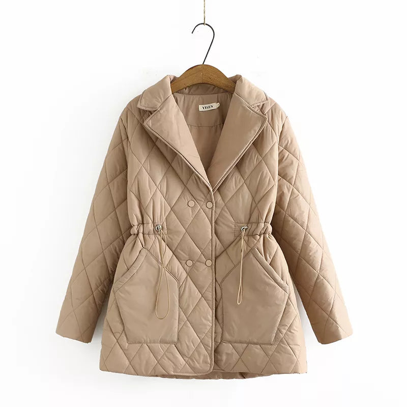 Große Polsterjacke Argyle Muster Stilvoll Warm