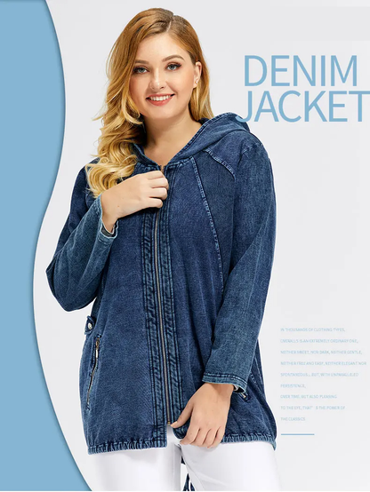 Große Damen Hoodie Oversized Jeans Pullover - IdealeKleiden