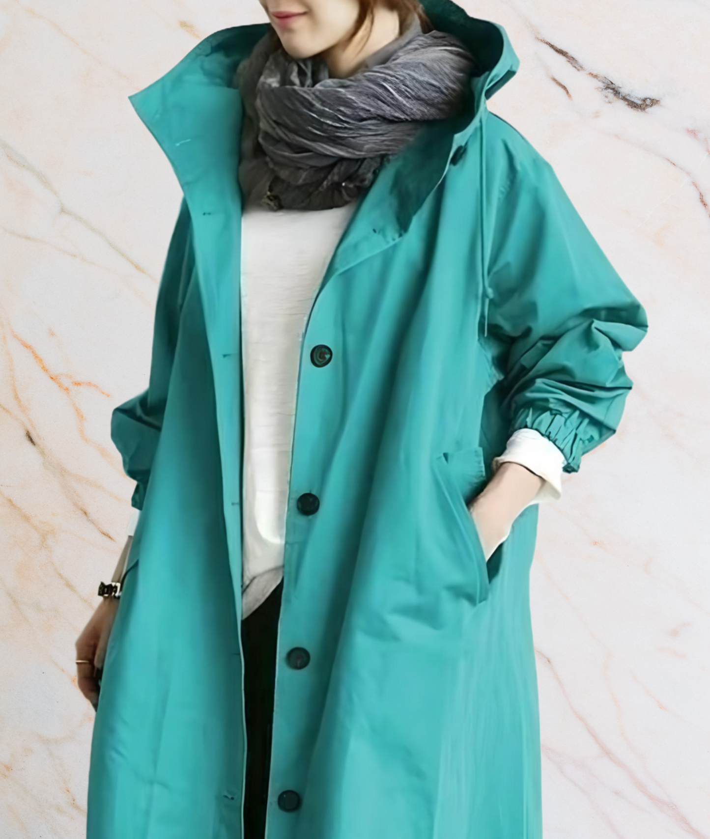 Große Oversized Jacke Damen Mit Knöpfen und Taschen