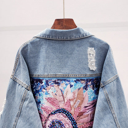 Große Damen Denim Jacke Oversized Stil - IdealeKleiden