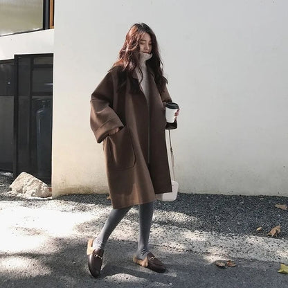 Übergröße Trenchcoat Damen Wollmischung - IdealeKleiden
