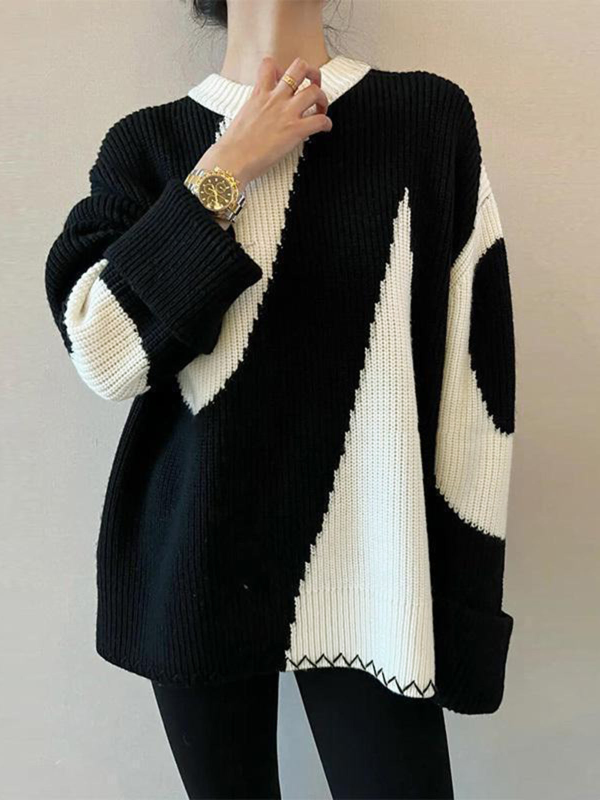 Übergroßer Zebra Print Pullover Frauen Trendy Oversized