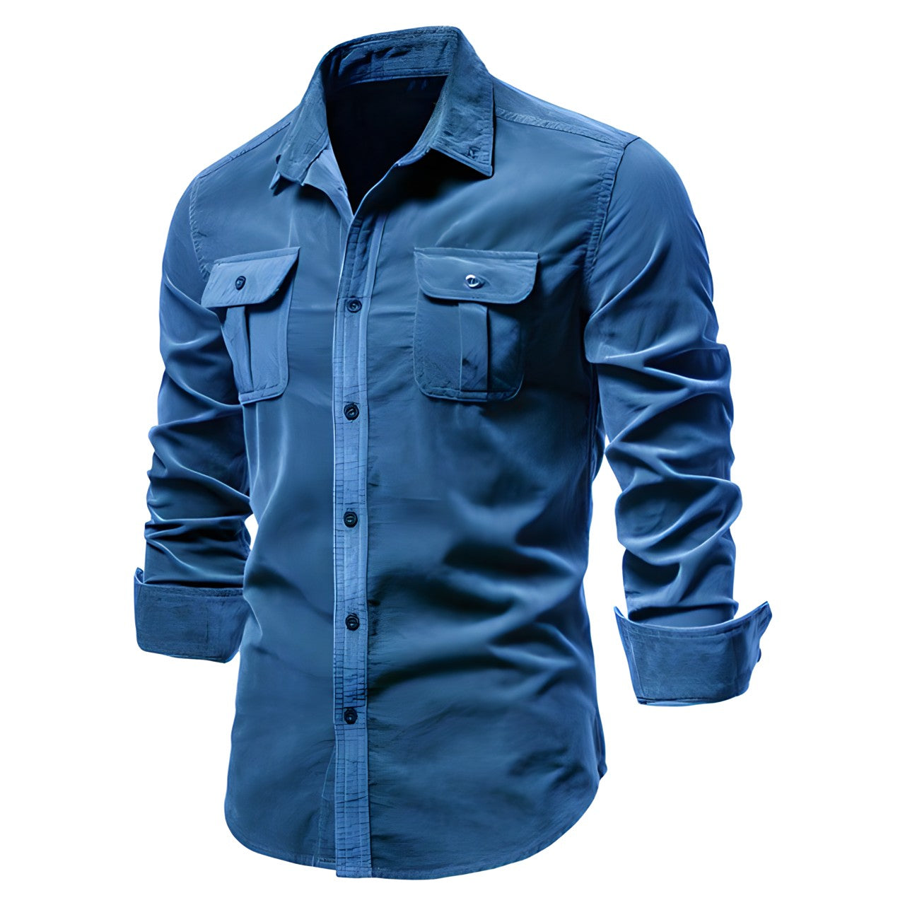 Herren Freizeithemd Langarm Elegant Knopfleiste