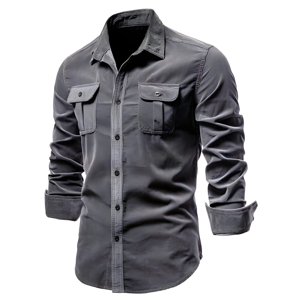 Herren Freizeithemd Langarm Elegant Knopfleiste