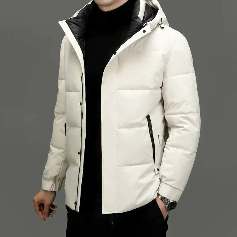 Warme Herren-Winterjacke mit Kapuze - IdealeKleiden