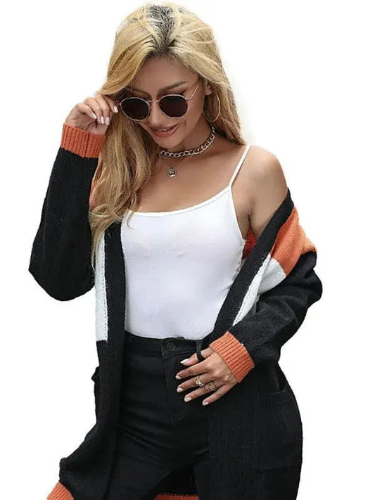 Farbenfrohe Strickjacke Damen Pullover - IdealeKleiden