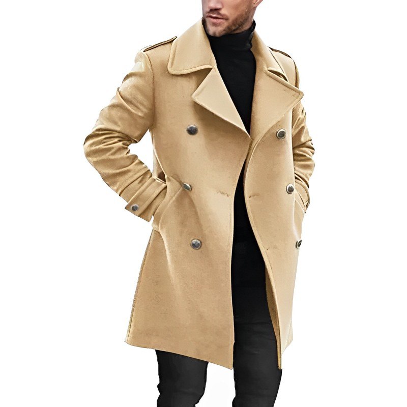 Herren Mantel Mittellang Stilvoll Revers
