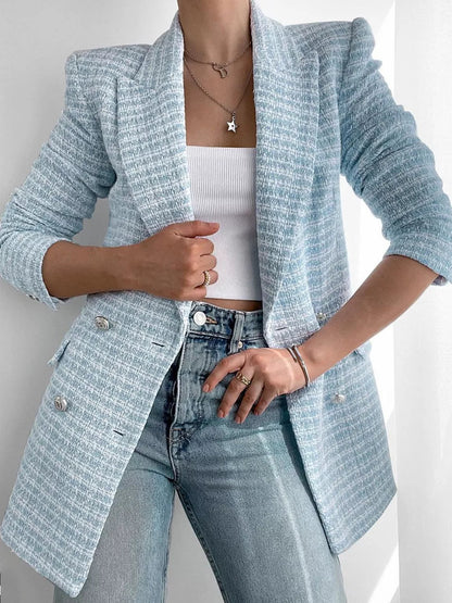 Eleganter Damen Blazer Hellblau Knopfverschluss