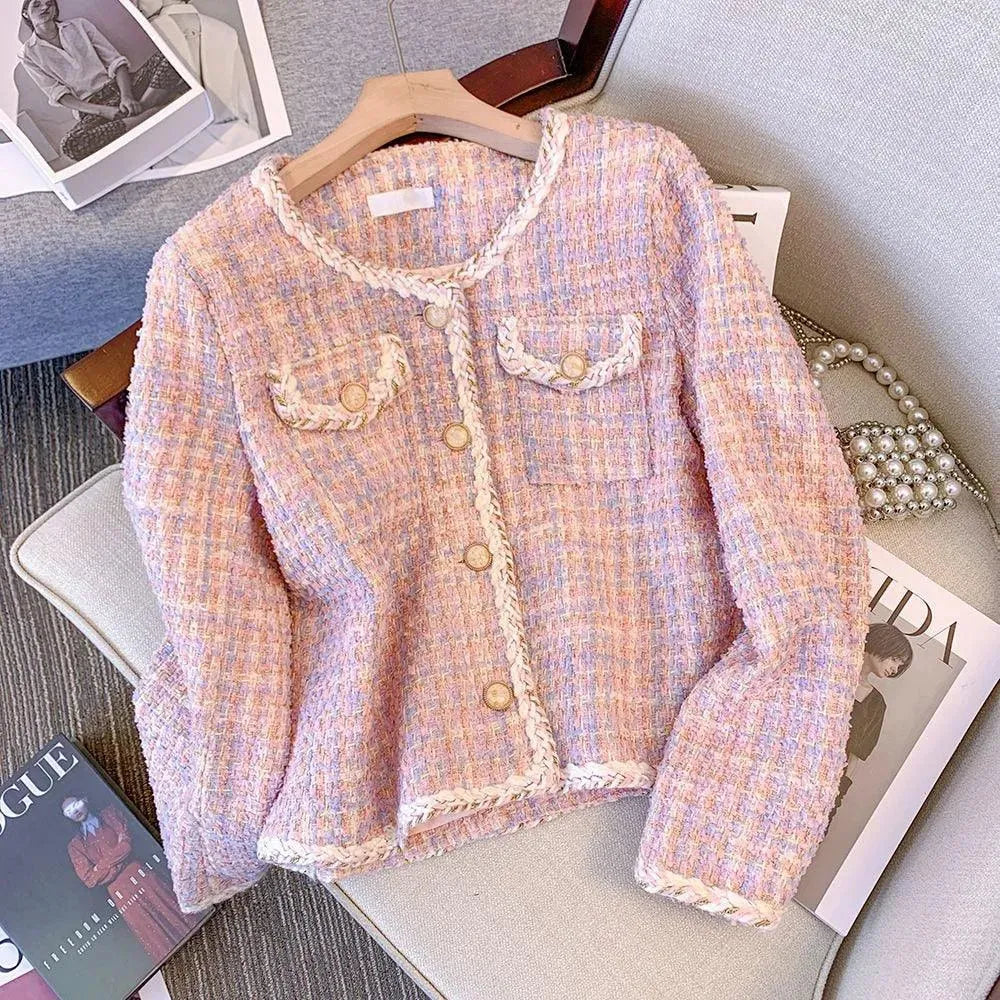 Rosa Karo Damenjacke Trendy Tweed