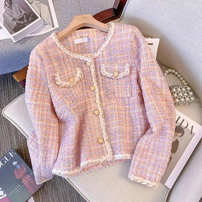 Rosa Karo Damenjacke Trendy Tweed