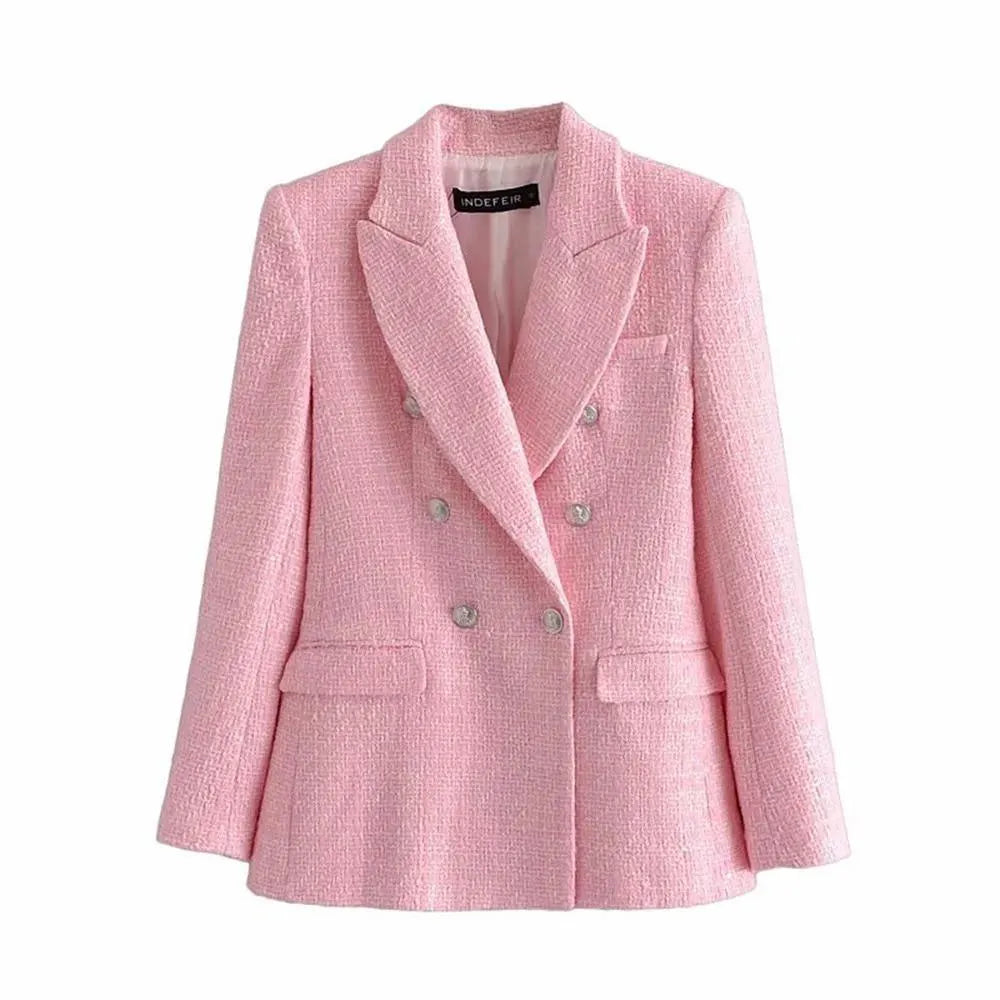 Eleganter Damen Blazer Pink Tweed Business Look