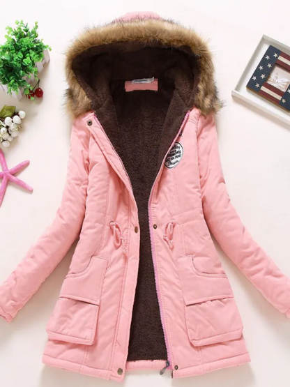 Schicke Slim-Fit Parka mit Kapuze Damen
