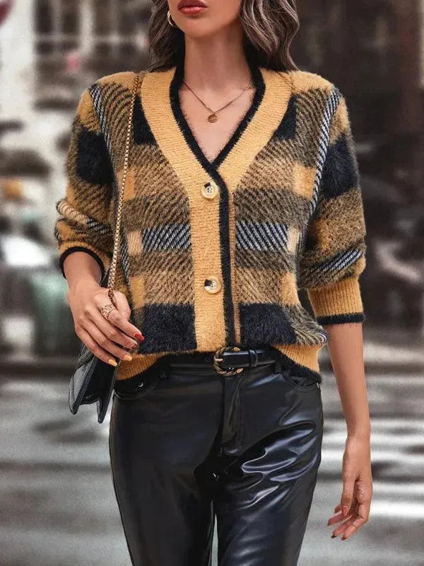 Damen Strickjacke Modern Knopf Pullover