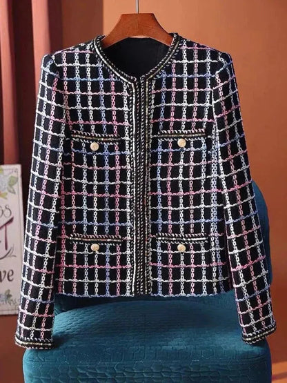 Karierte Damenjacke Casual Tweed Stil