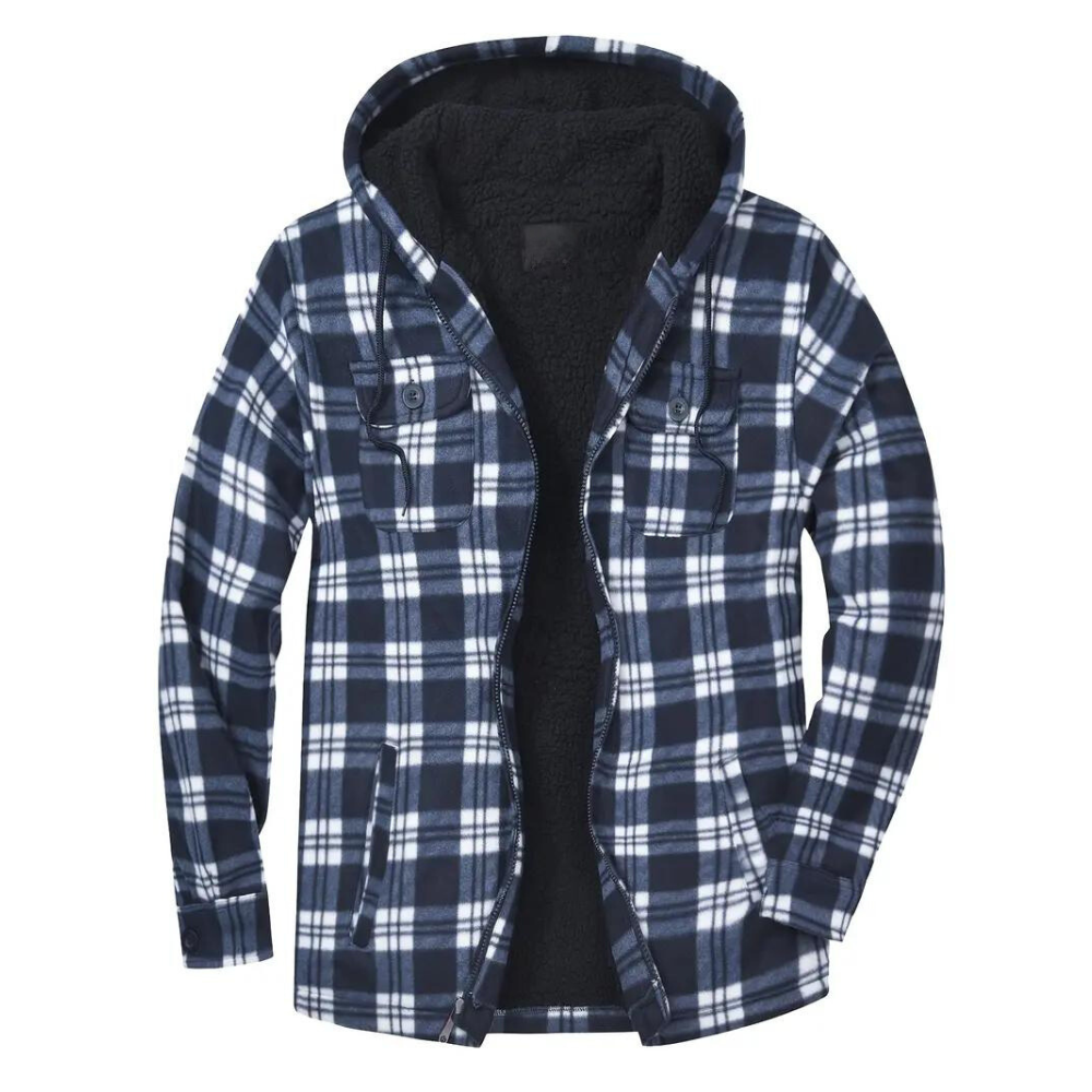 Herren Steppjacke Karomuster Kapuze