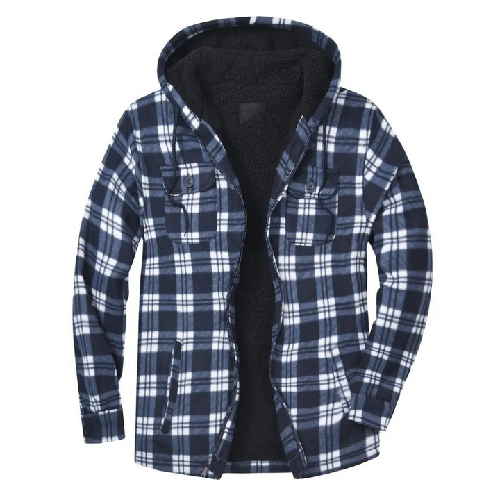 Herren Steppjacke Karomuster Kapuze