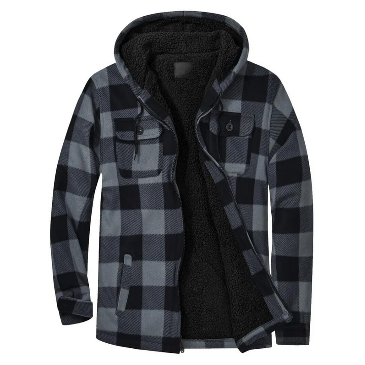 Herren Steppjacke Karomuster Kapuze