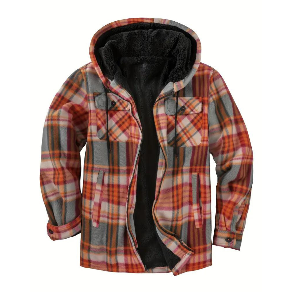 Herren Steppjacke Karomuster Kapuze