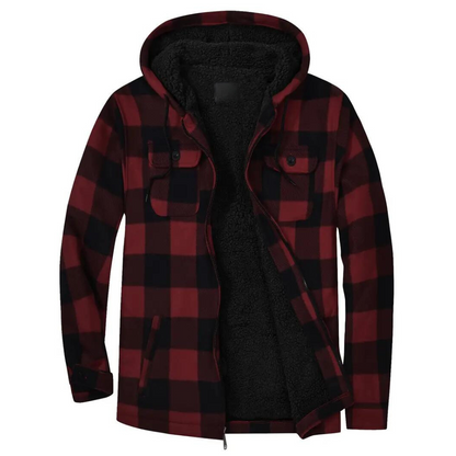 Herren Steppjacke Karomuster Kapuze