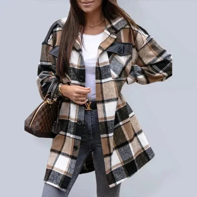 Karierte Damenbluse Jacke Modern