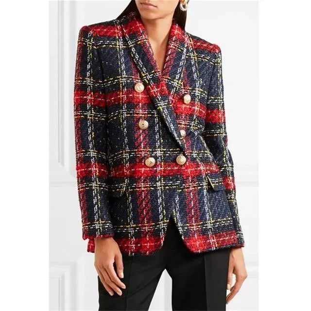 Karierte Damenblazer Lässig Chic Tweed