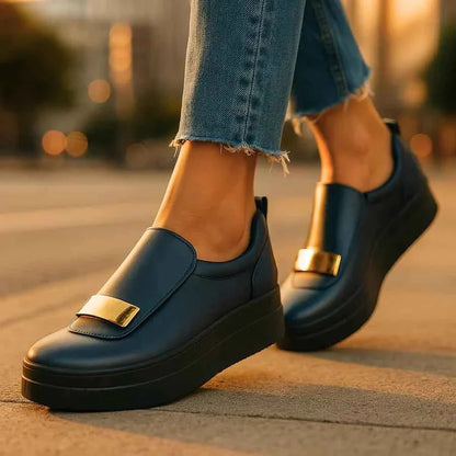 Damen Plateau Loafer Schuhe Chic