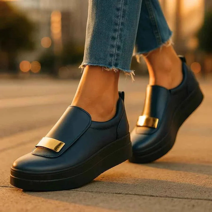 Damen Plateau Loafer Schuhe Chic