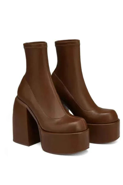 Hohe Plateau-Stiefeletten Damen Schuhe