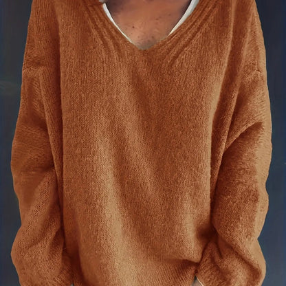 Stylischer V-Ausschnitt Pullover für Curvy Frauen