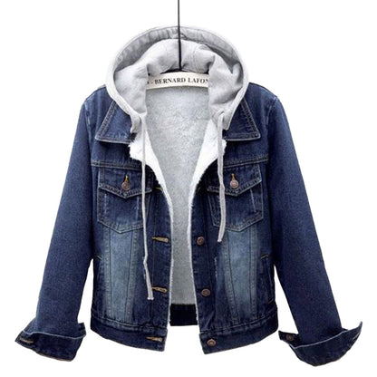 Plus Size Denimjacke Kapuze Modern & Bequem