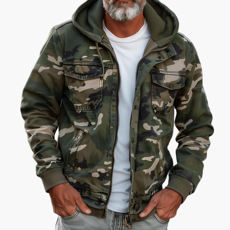 Praktische Cargojacke Camouflage Stil Kapuze