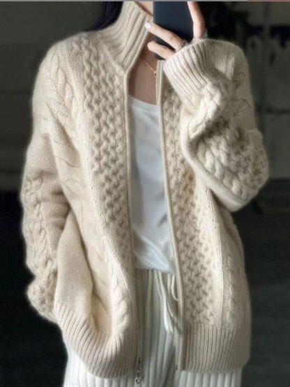 Stilvoller Kaschmir Cardigan mit Rollkragen