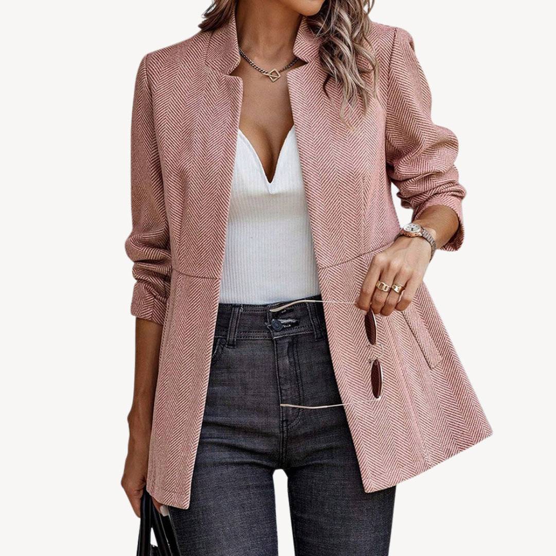 Stylische Damen Blazer Jacke Fischgrat Muster