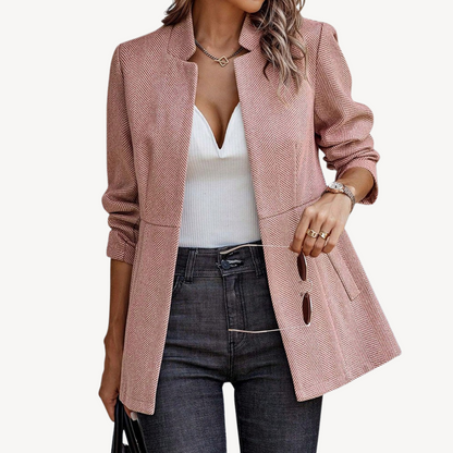 Stylische Damen Blazer Jacke Fischgrat Muster