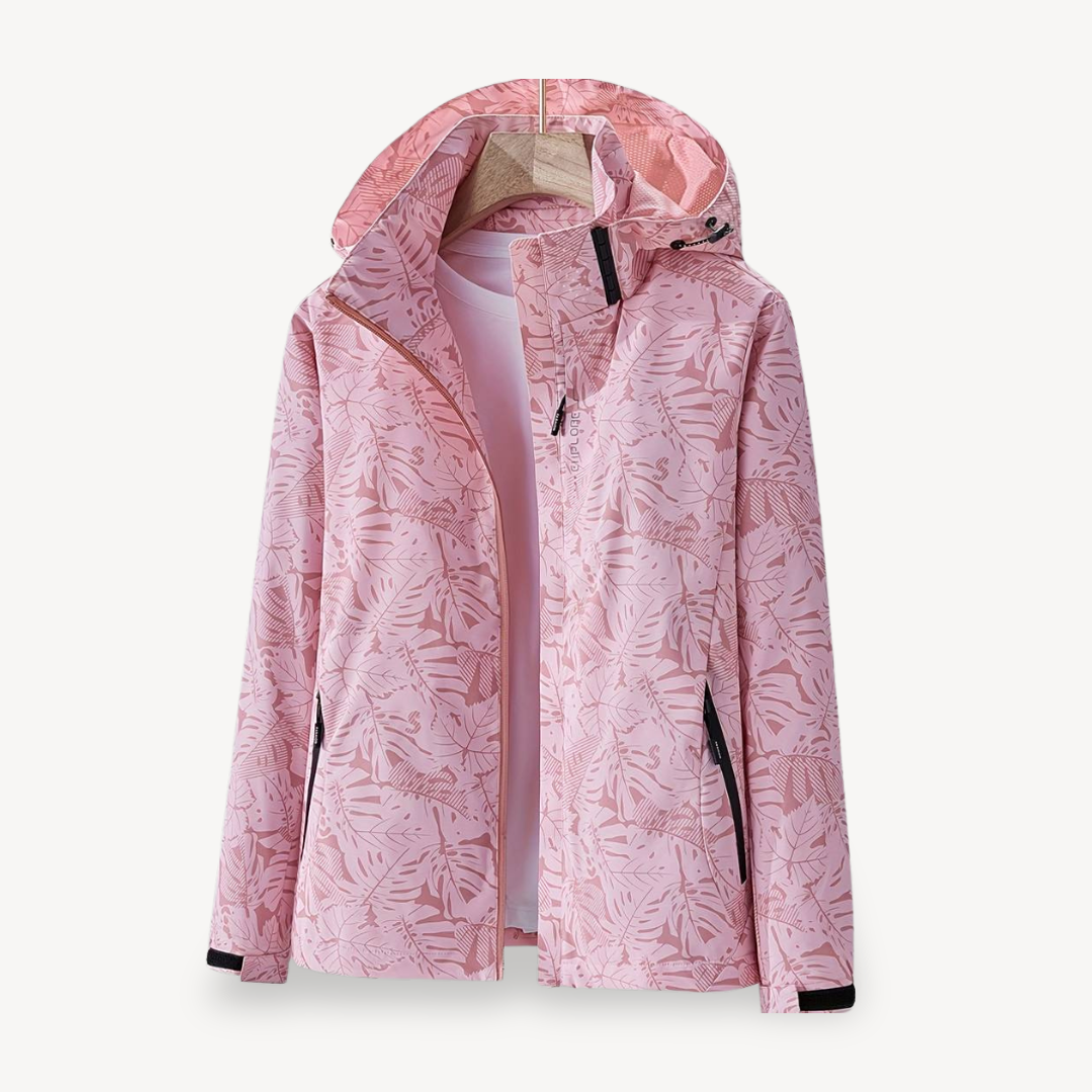 Wasserdichte Regenjacke Damen Blättermuster