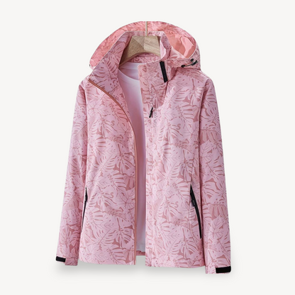 Wasserdichte Regenjacke Damen Blättermuster