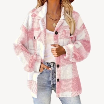 Stylische Karo Fleecejacke Damen