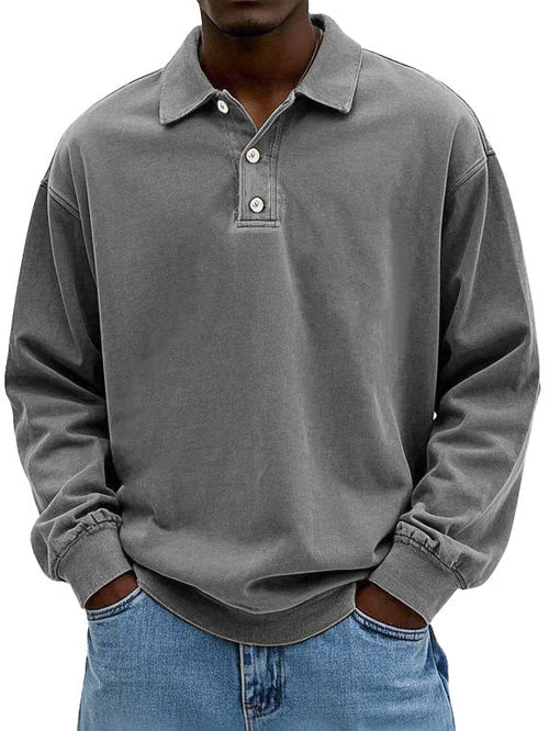 Herren Sweatshirt Bequem Langarm Poloshirt