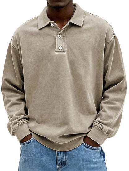 Herren Sweatshirt Bequem Langarm Poloshirt