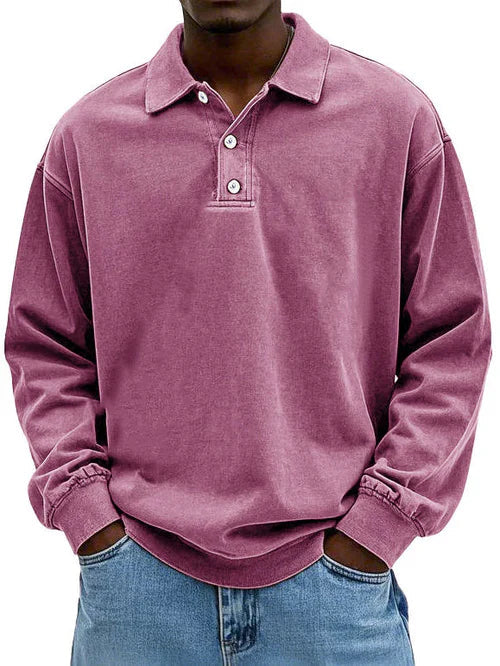 Herren Sweatshirt Bequem Langarm Poloshirt