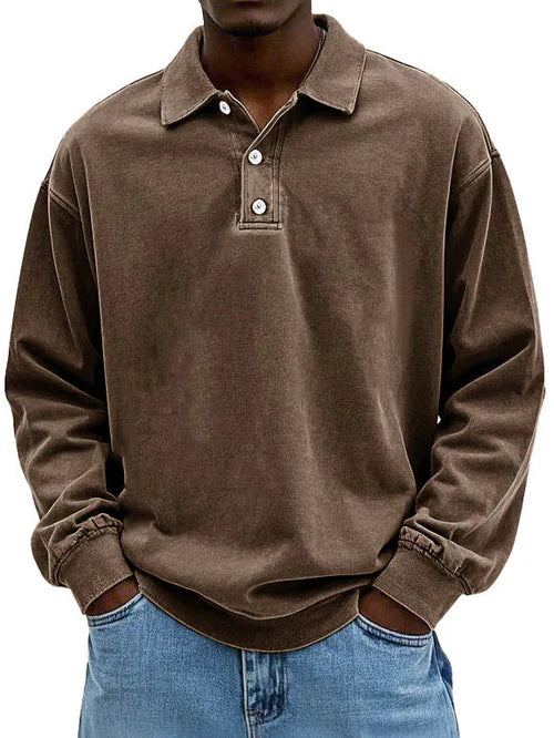 Herren Sweatshirt Bequem Langarm Poloshirt
