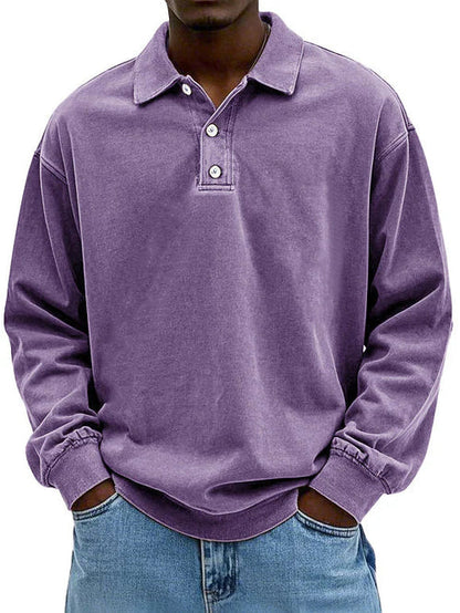 Herren Sweatshirt Bequem Langarm Poloshirt