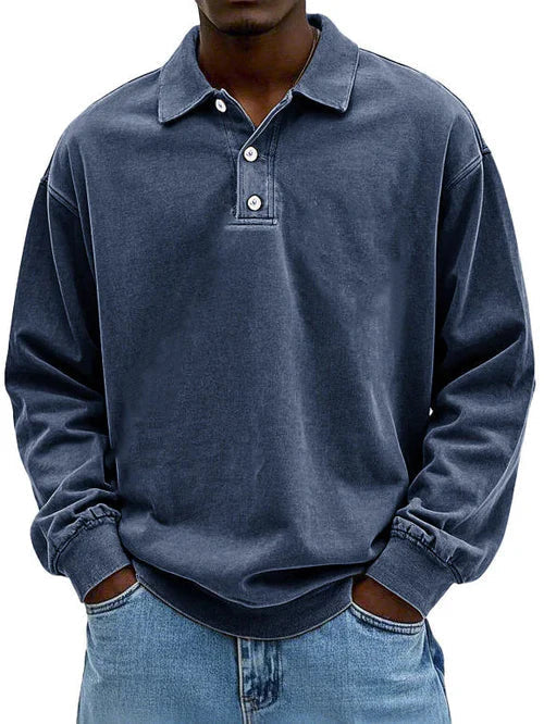 Herren Sweatshirt Bequem Langarm Poloshirt